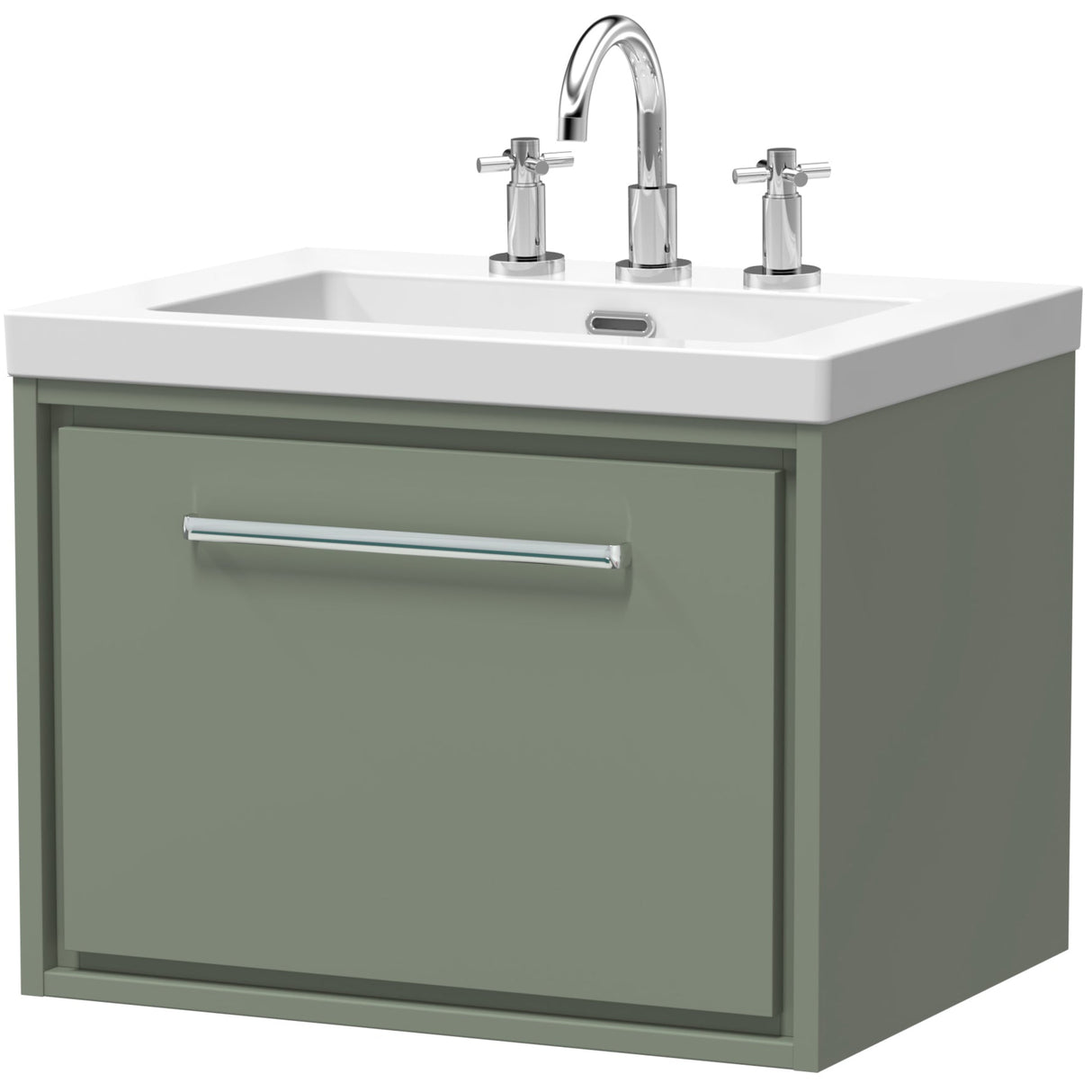 Hudson Reed Lille 600mm Wall Hung 1 Drawer Vanity Unit & Basin Fern Green LIL3122M