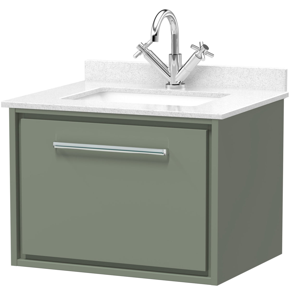 Hudson Reed Lille 600mm Wall Hung 1 Drawer Vanity Unit & Basin Fern Green LIL3122WS1