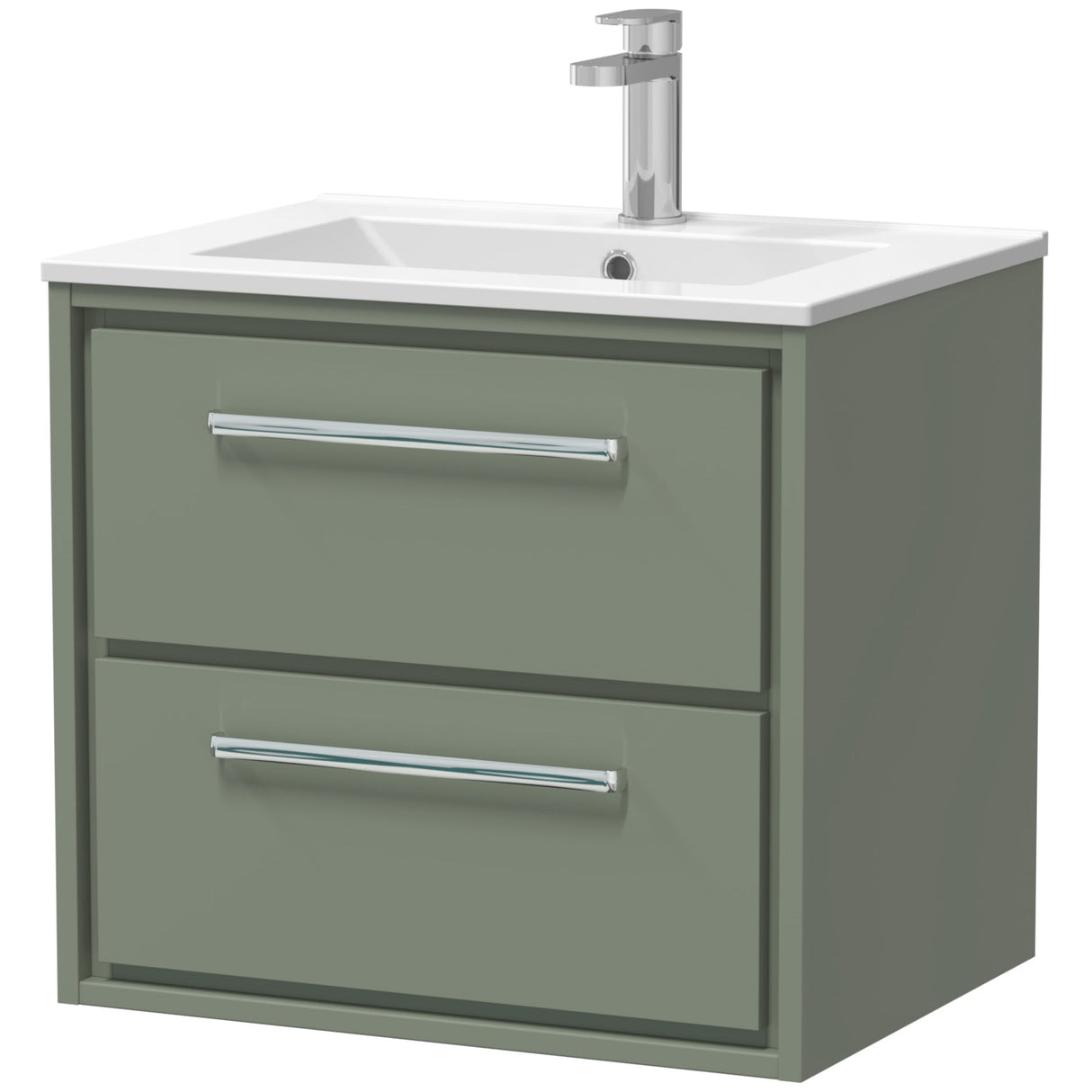 Hudson Reed Lille 600mm Wall Hung 2 Drawer Vanity Unit & Basin Fern Green LIL3124C