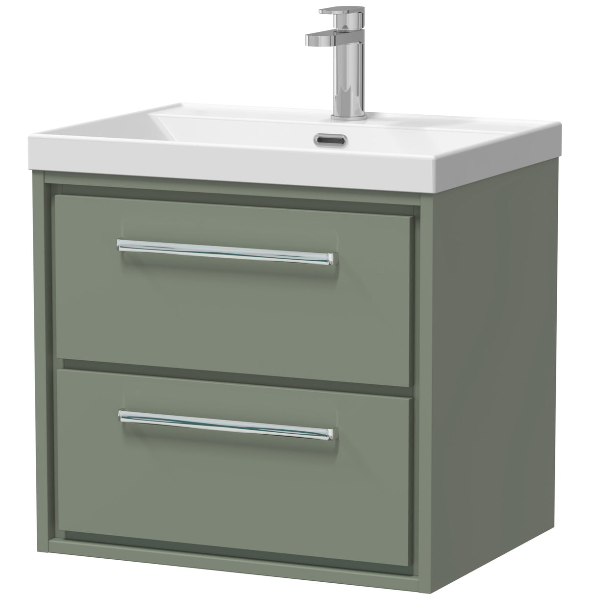 Hudson Reed Lille 600mm Wall Hung 2 Drawer Vanity Unit & Basin Fern Green LIL3124E