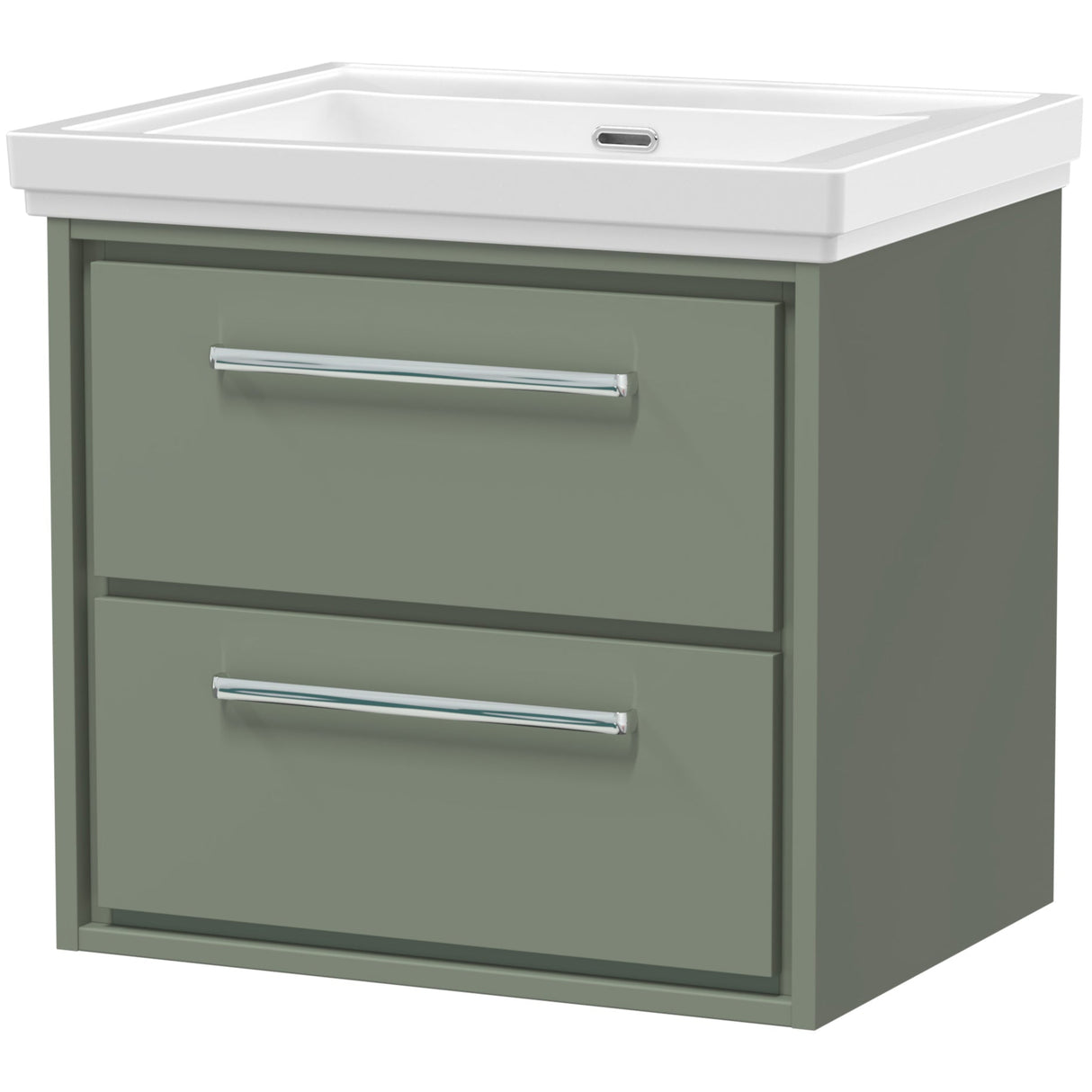 Hudson Reed Lille 600mm Wall Hung 2 Drawer Vanity Unit & Basin Fern Green LIL3124H