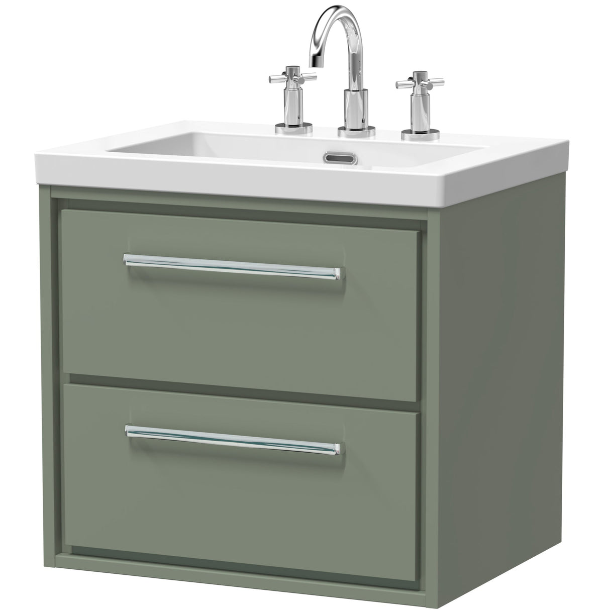 Hudson Reed Lille 600mm Wall Hung 2 Drawer Vanity Unit & Basin Fern Green LIL3124M