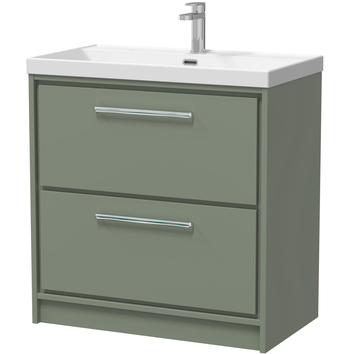 Hudson Reed Lille 800mm Freestanding 2 Drawer Vanity Unit & Basin Fern Green LIL3135E