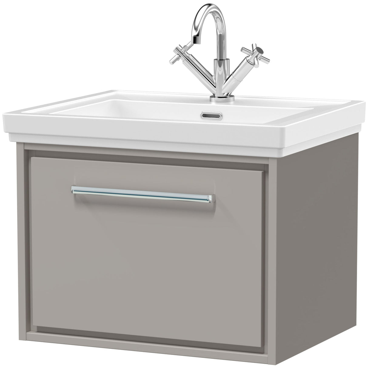 Hudson Reed Lille 600mm Wall Hung 1 Drawer Vanity Unit & Basin Pebble Grey LIL3222A