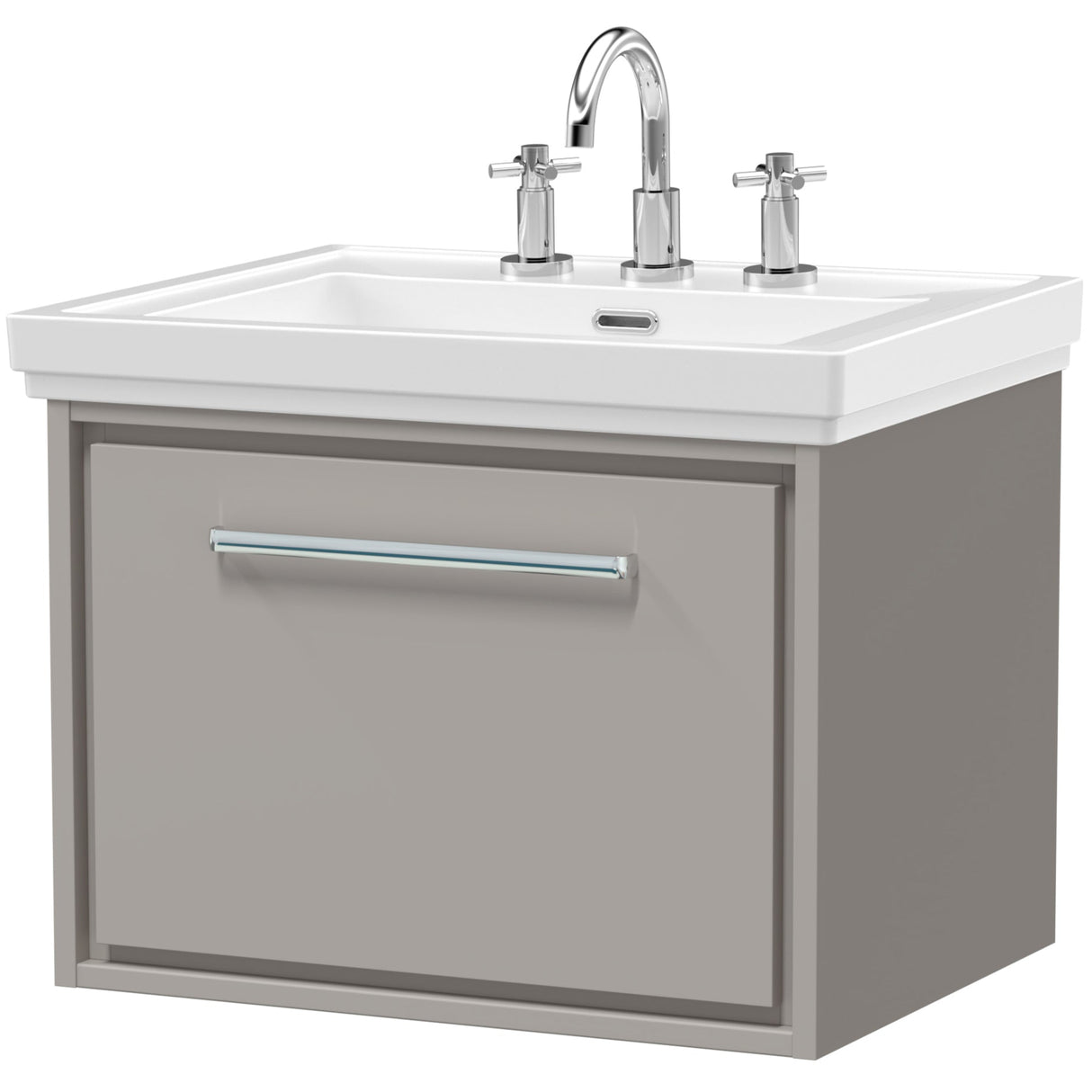 Hudson Reed Lille 600mm Wall Hung 1 Drawer Vanity Unit & Basin Pebble Grey LIL3222B