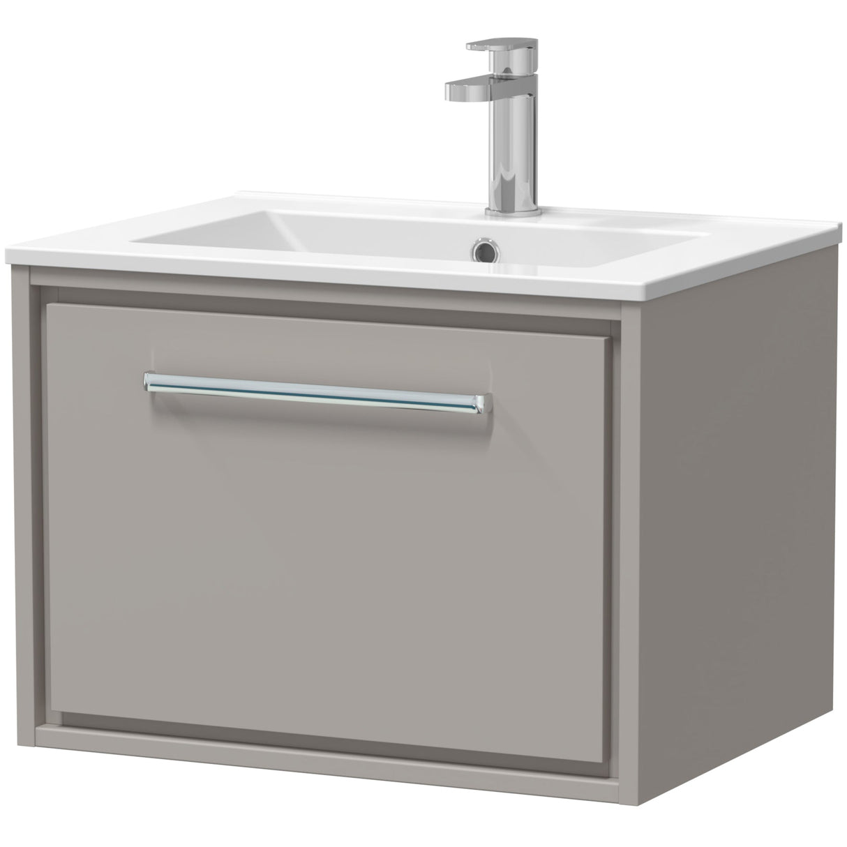 Hudson Reed Lille 600mm Wall Hung 1 Drawer Vanity Unit & Basin Pebble Grey LIL3222C