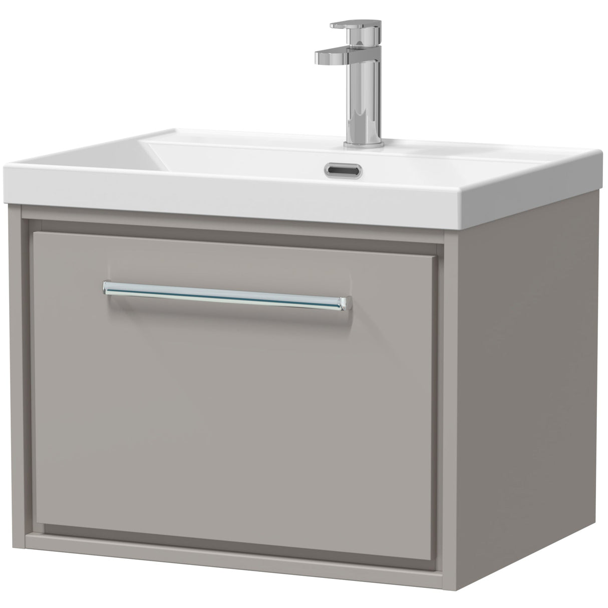 Hudson Reed Lille 600mm Wall Hung 1 Drawer Vanity Unit & Basin Pebble Grey LIL3222E