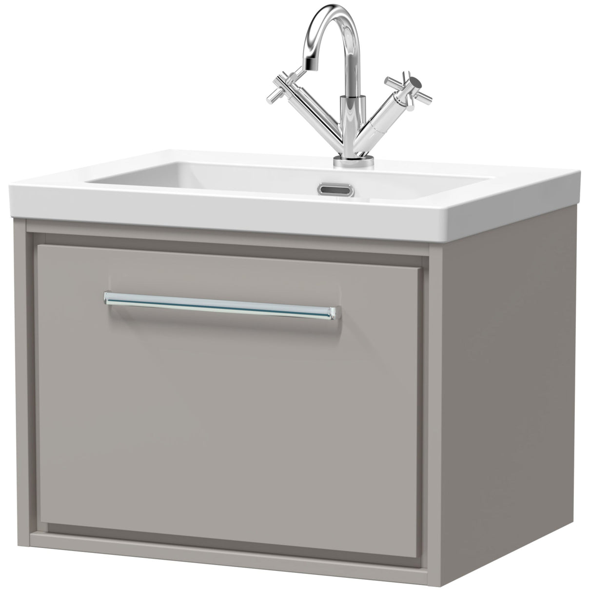 Hudson Reed Lille 600mm Wall Hung 1 Drawer Vanity Unit & Basin Pebble Grey LIL3222L