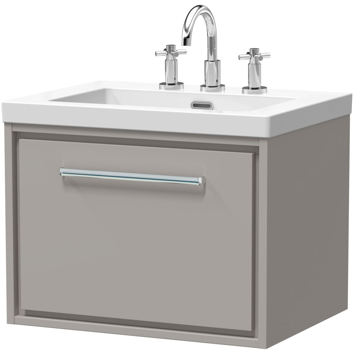 Hudson Reed Lille 600mm Wall Hung 1 Drawer Vanity Unit & Basin Pebble Grey LIL3222M