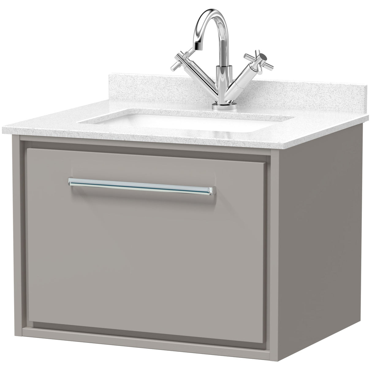 Hudson Reed Lille 600mm Wall Hung 1 Drawer Vanity Unit & Basin Pebble Grey LIL3222WS1