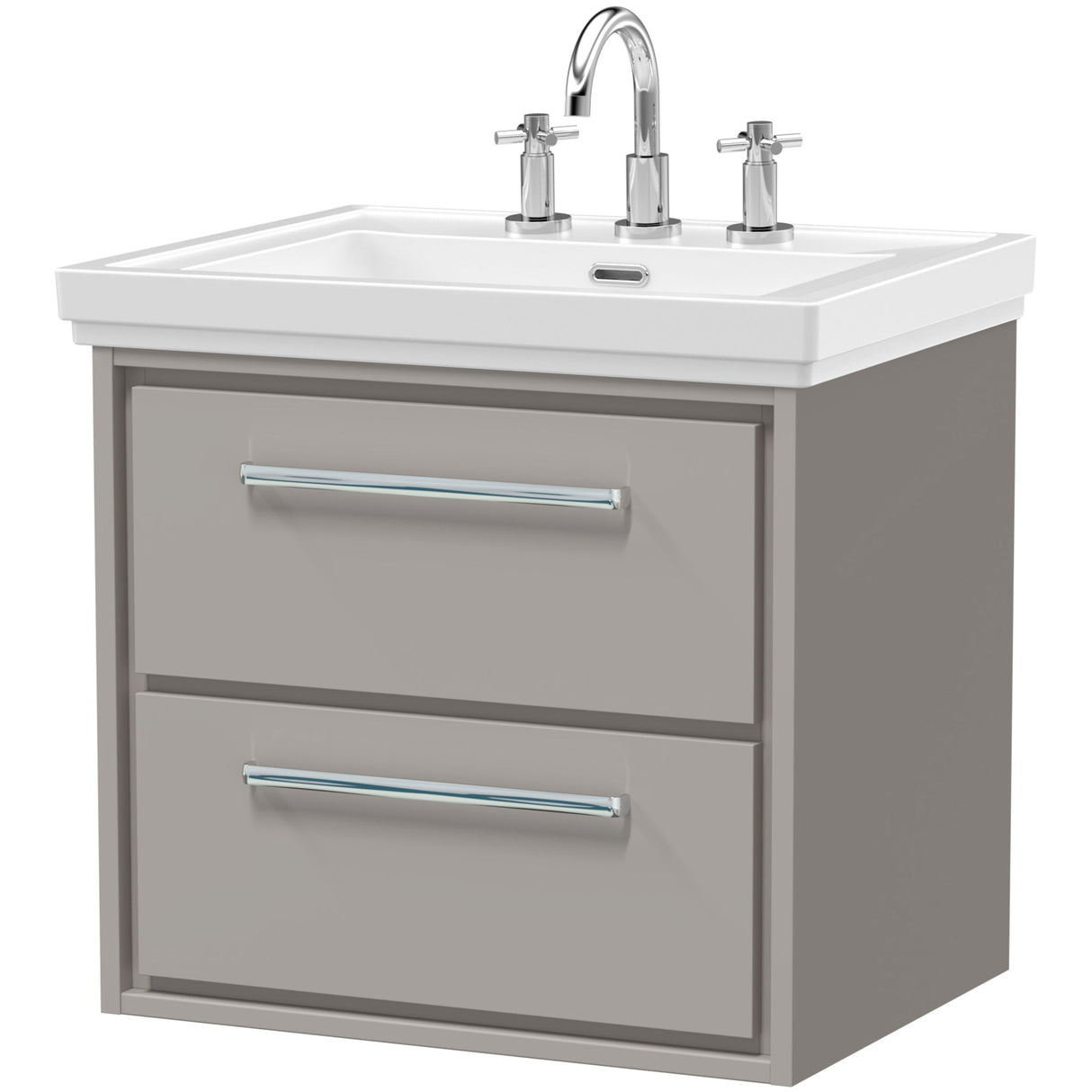 Hudson Reed Lille 600mm Wall Hung 2 Drawer Vanity Unit & Basin Pebble Grey LIL3224B