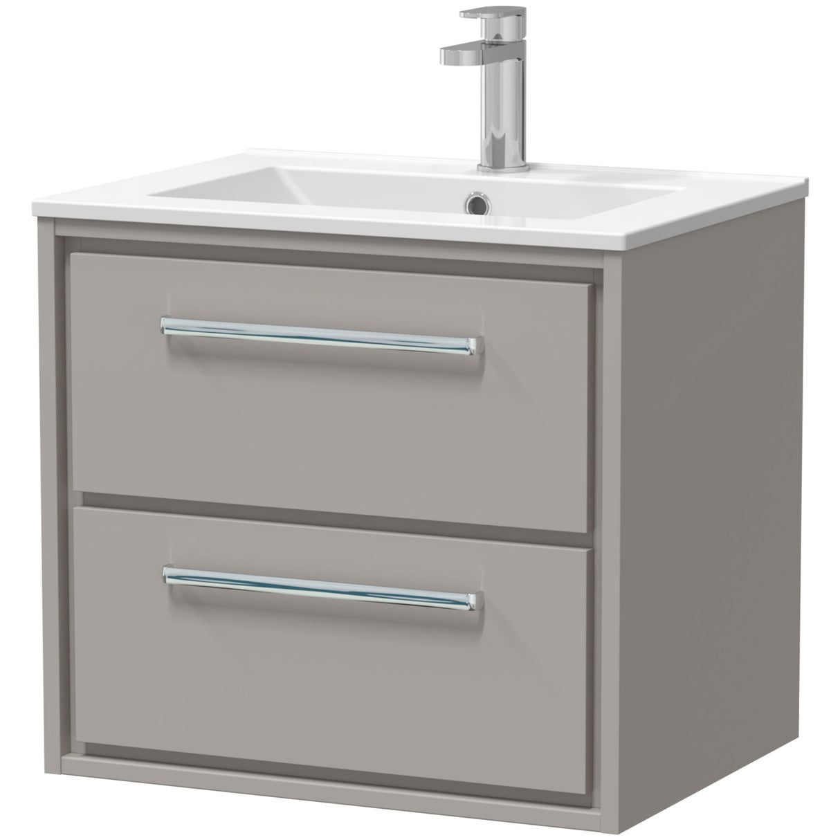 Hudson Reed Lille 600mm Wall Hung 2 Drawer Vanity Unit & Basin Pebble Grey LIL3224C
