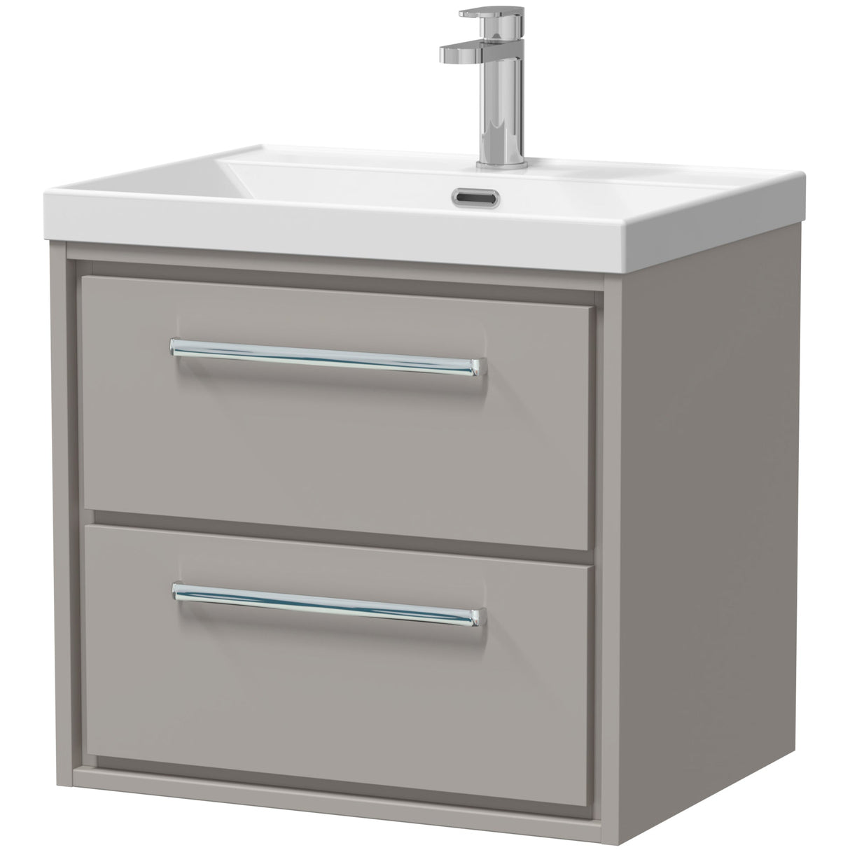 Hudson Reed Lille 600mm Wall Hung 2 Drawer Vanity Unit & Basin Pebble Grey LIL3224E