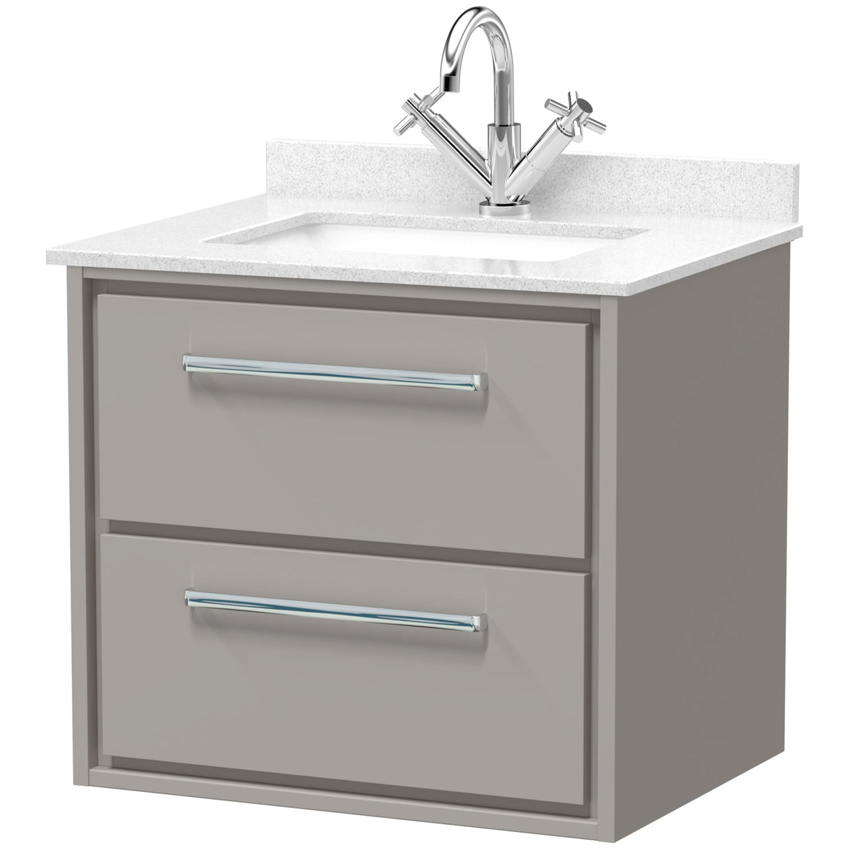 Hudson Reed Lille 600mm Wall Hung 2 Drawer Vanity Unit & Basin Pebble Grey LIL3224WS1