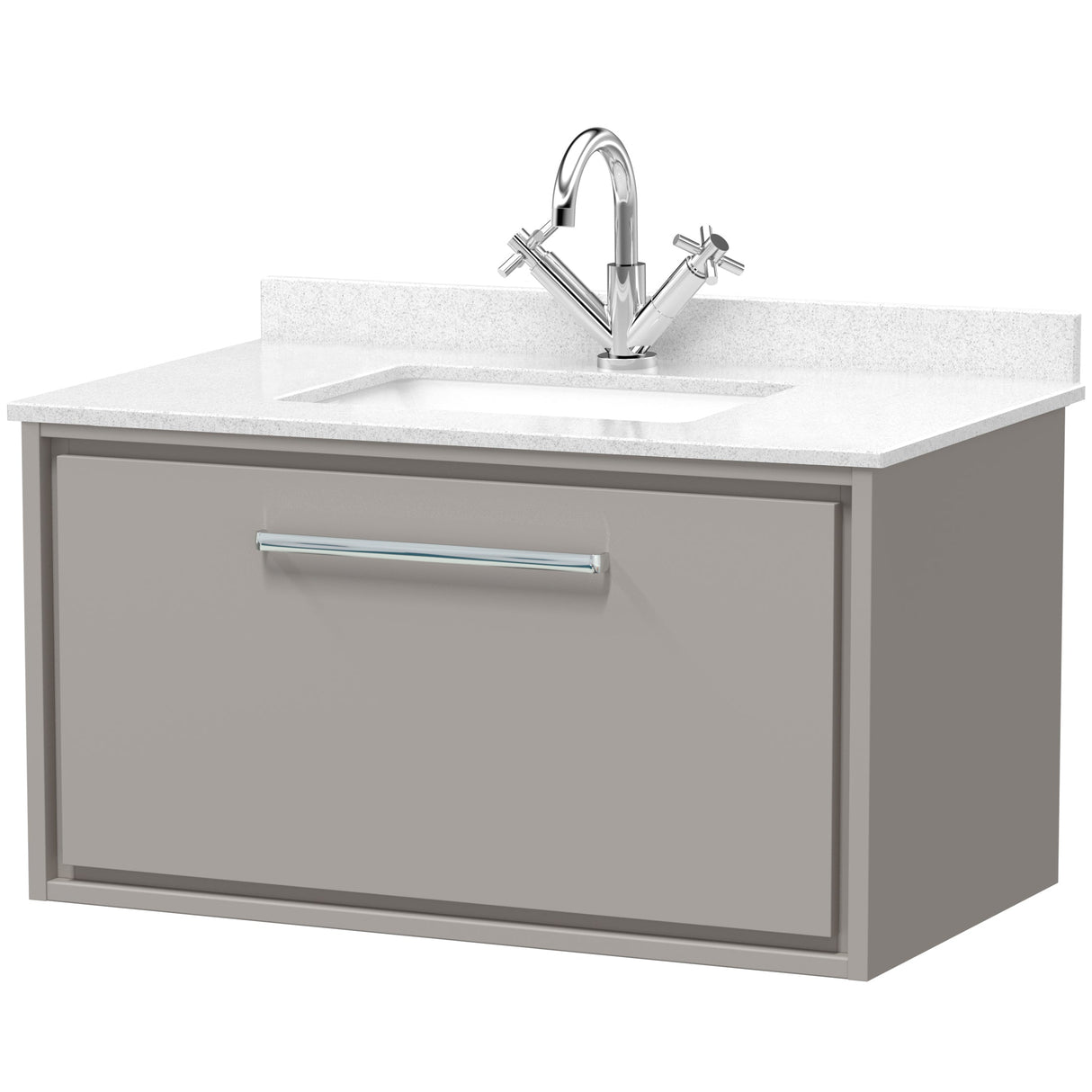 Hudson Reed Lille 800mm Wall Hung 1 Drawer Vanity Unit & Basin Pebble Grey LIL3225WS1