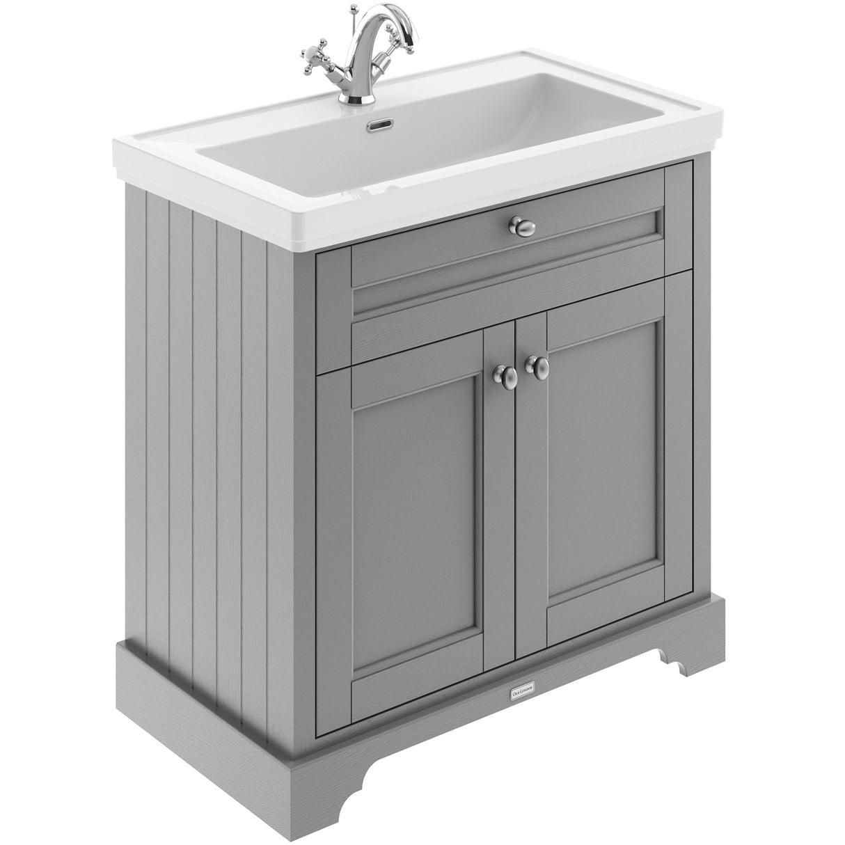 Old London 800mm Freestanding Vanity Unit & Basin, 2 Door Storm Grey LOF206