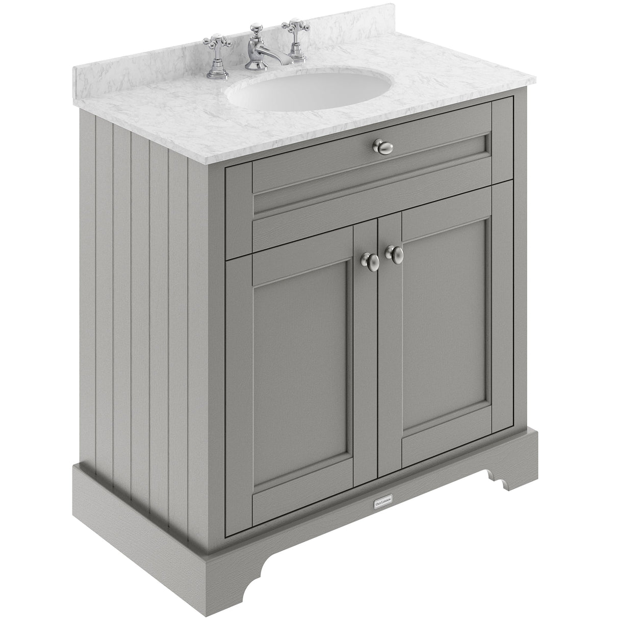 Old London 800mm Freestanding Vanity Unit & Basin, Round Bowl, 2 Door Storm Grey LOF232