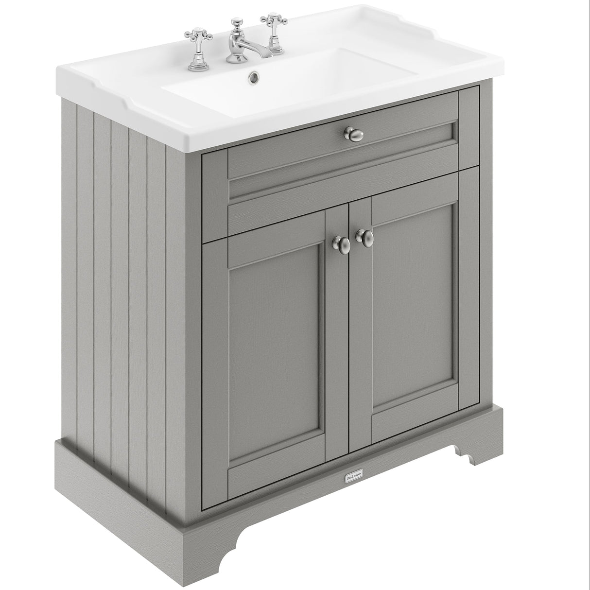 Old London 800mm Freestanding Vanity Unit & Basin, 2 Door Storm Grey LOF235