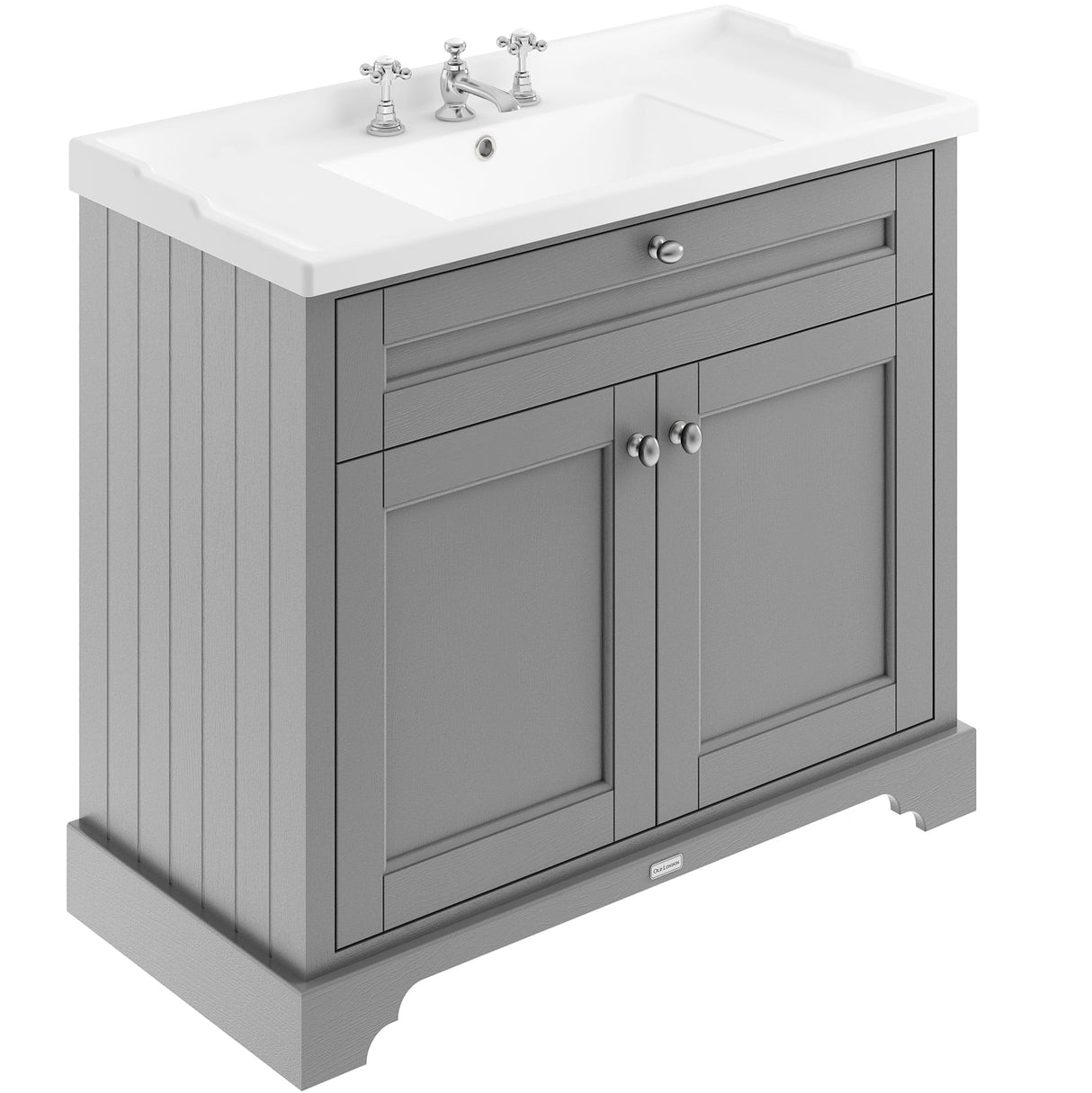 Old London 1000mm Freestanding Vanity Unit & Basin, 2 Door Storm Grey LOF237