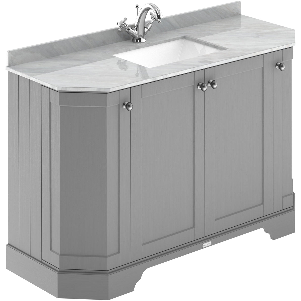 Old London 1200mm Angled Freestanding Vanity Unit & Basin, Square Bowl, 4 Door Storm Grey LOF260