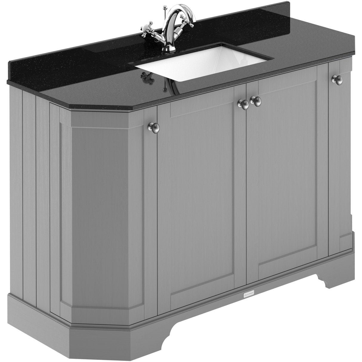 Old London 1200mm Angled Freestanding Vanity Unit & Basin, Square Bowl, 4 Door Storm Grey LOF262