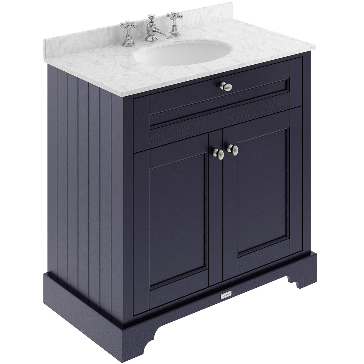 Old London 800mm Freestanding Vanity Unit & Basin, Round Bowl, 2 Door Twilight Blue LOF332