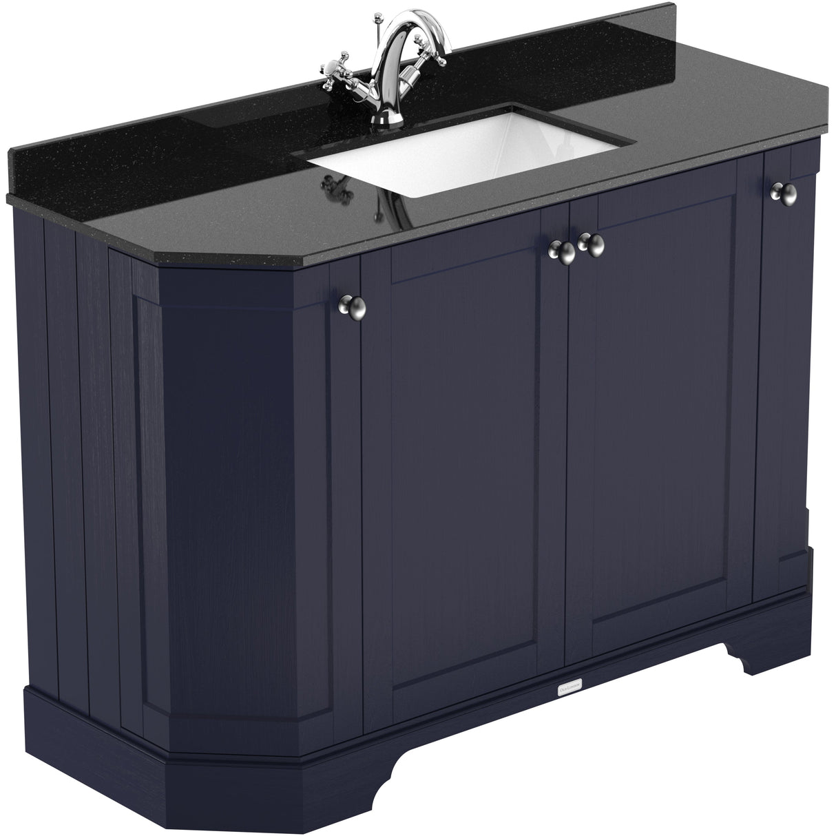 Old London 1200mm Angled Freestanding Vanity Unit & Basin, Square Bowl, 4 Door Twilight Blue LOF362