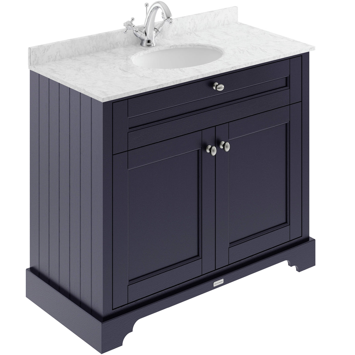 Old London 1000mm Freestanding Vanity Unit & Basin, Round Bowl, 2 Door Twilight Blue LOF378