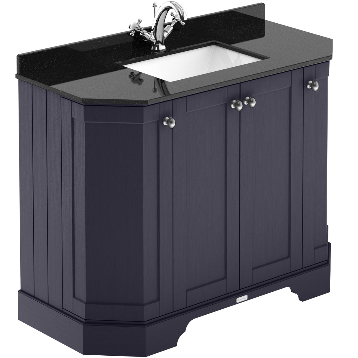 Old London 1000mm Angled Freestanding Vanity Unit & Basin, Square Bowl, 4 Door Twilight Blue LOF382