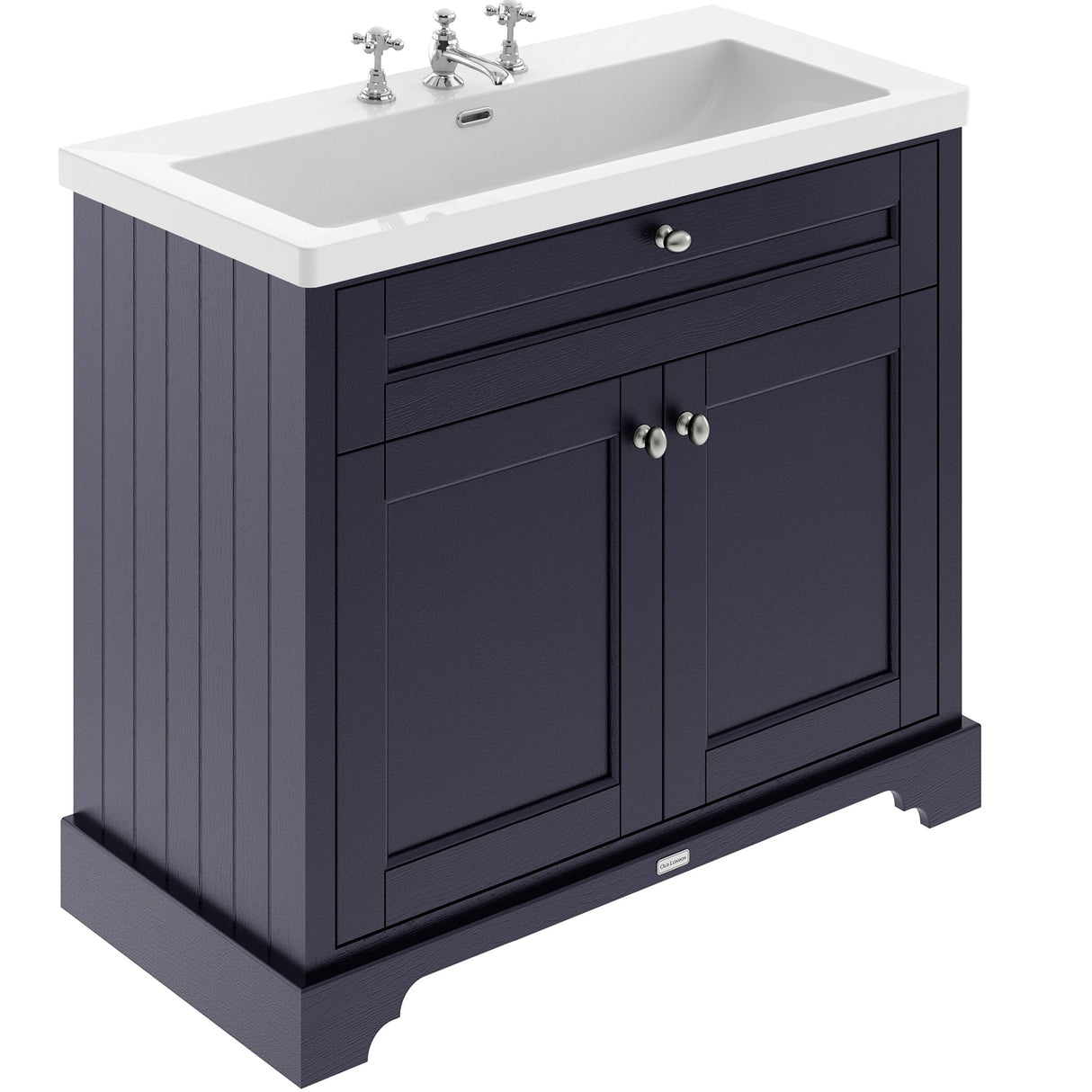 Old London 1000mm Freestanding Vanity Unit & Basin, 2 Door Twilight Blue LOF389