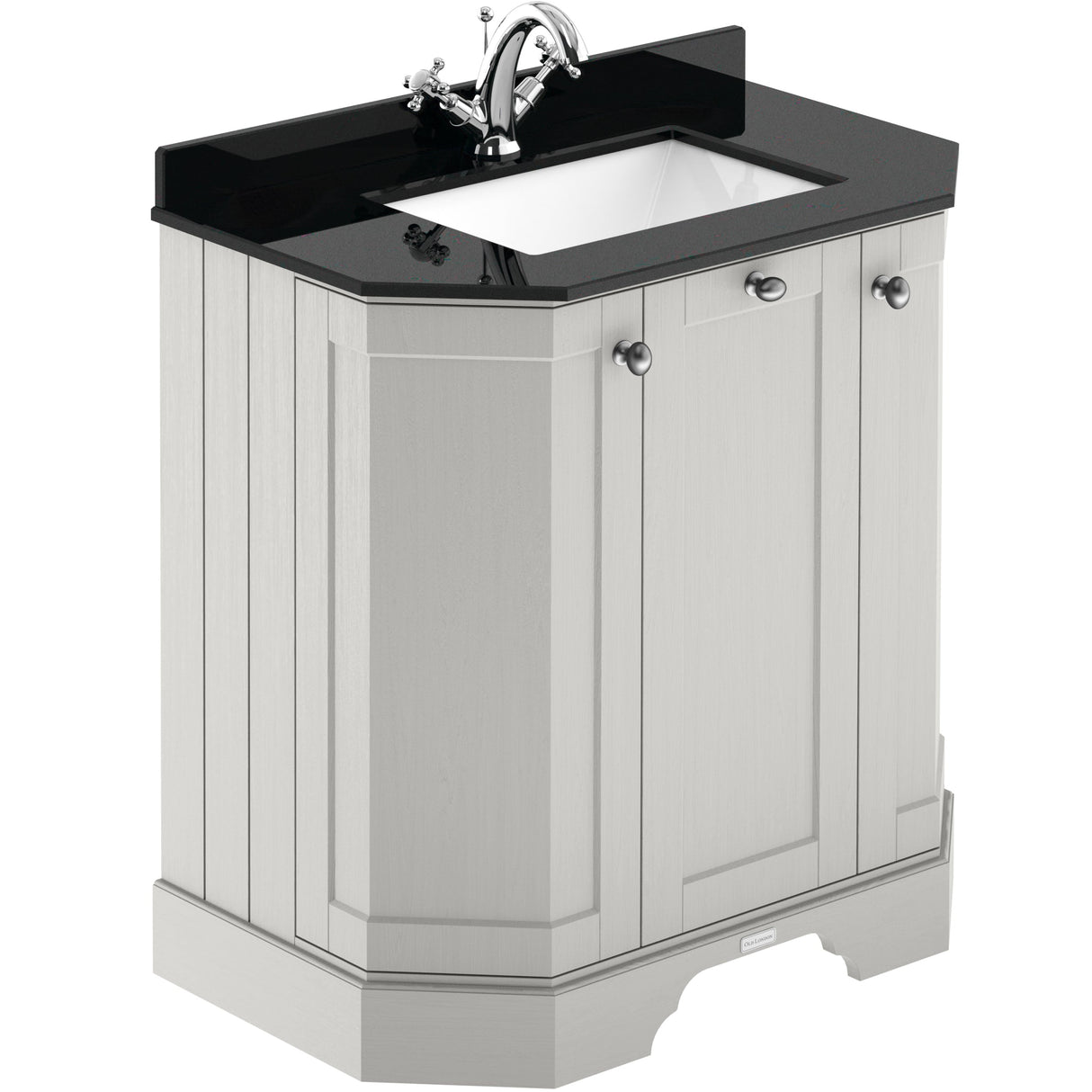 Old London 750mm Angled Freestanding Vanity Unit & Basin, Square Bowl, 3 Door Timeless Sand LOF418
