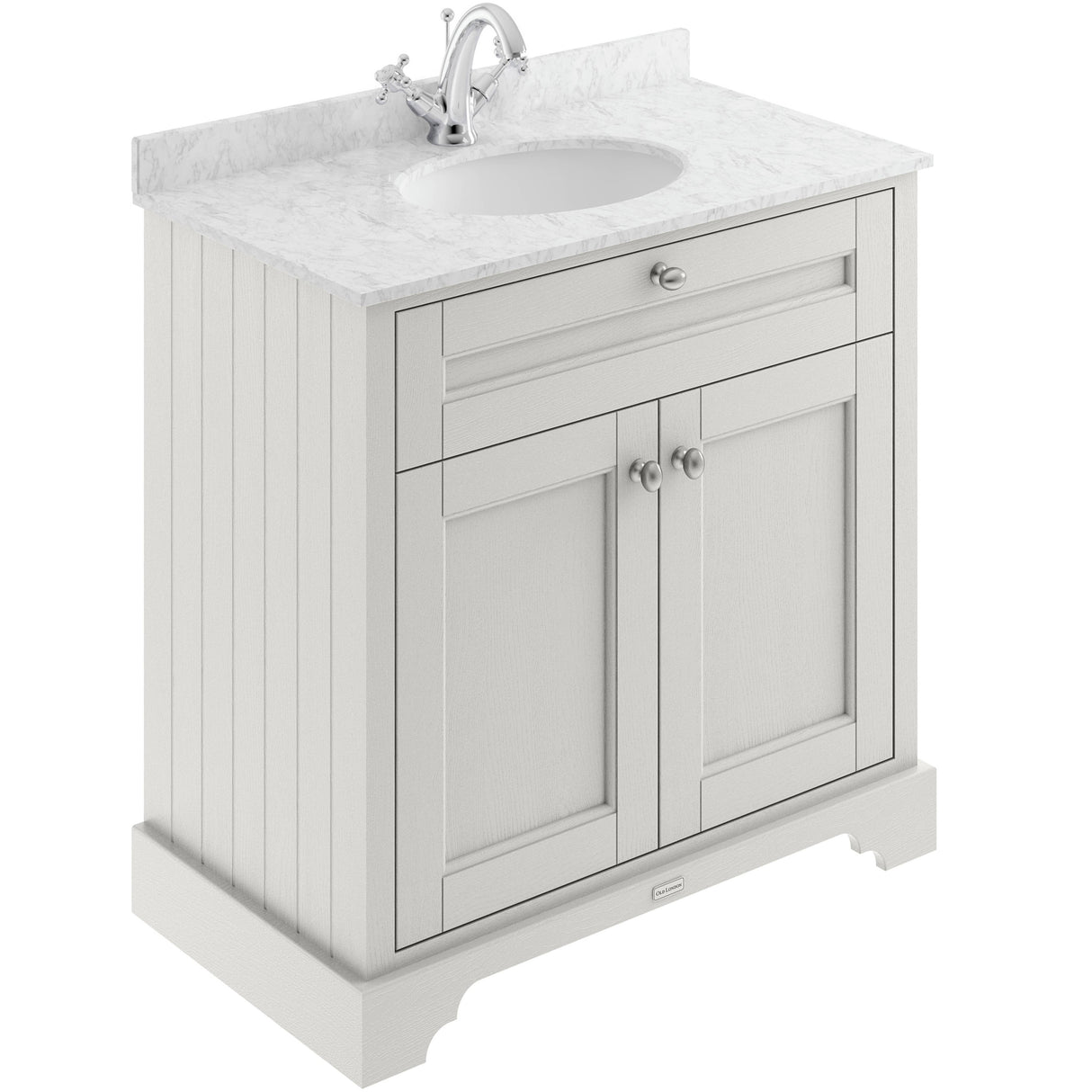 Old London 800mm Freestanding Vanity Unit & Basin, Round Bowl, 2 Door Timeless Sand LOF429