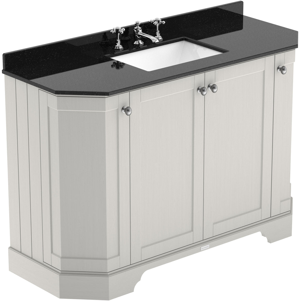 Old London 1200mm Angled Freestanding Vanity Unit & Basin, Square Bowl, 4 Door Timeless Sand LOF459