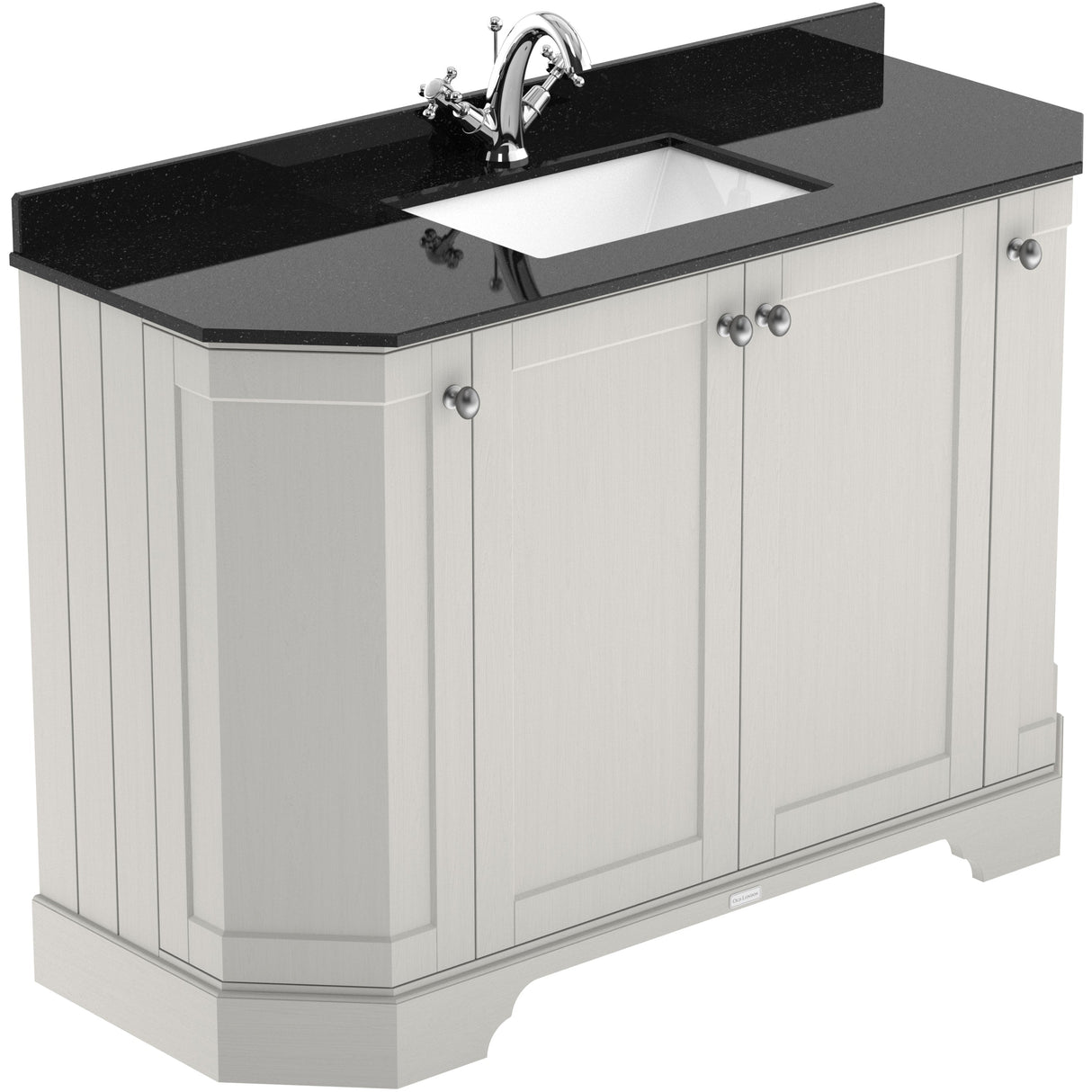 Old London 1200mm Angled Freestanding Vanity Unit & Basin, Square Bowl, 4 Door Timeless Sand LOF462