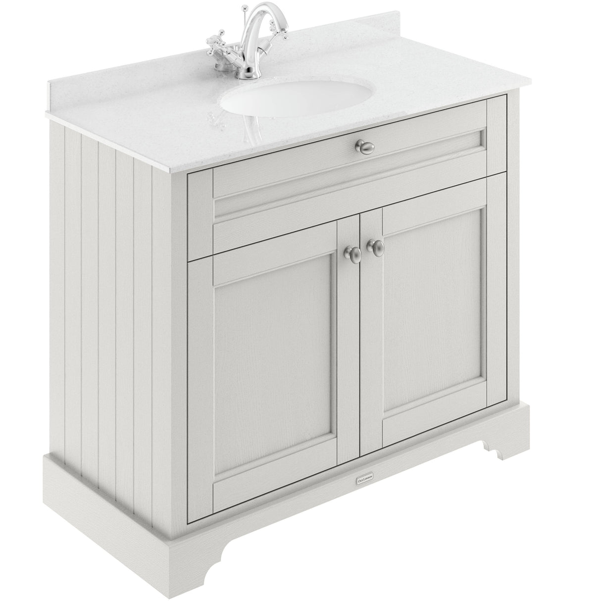 Old London 1000mm Freestanding Vanity Unit & Basin, Round Bowl, 2 Door Timeless Sand LOF477