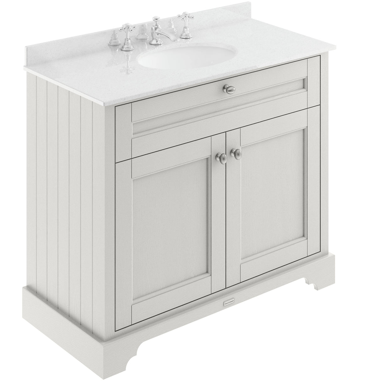 Old London 1000mm Freestanding Vanity Unit & Basin, Round Bowl, 2 Door Timeless Sand LOF480