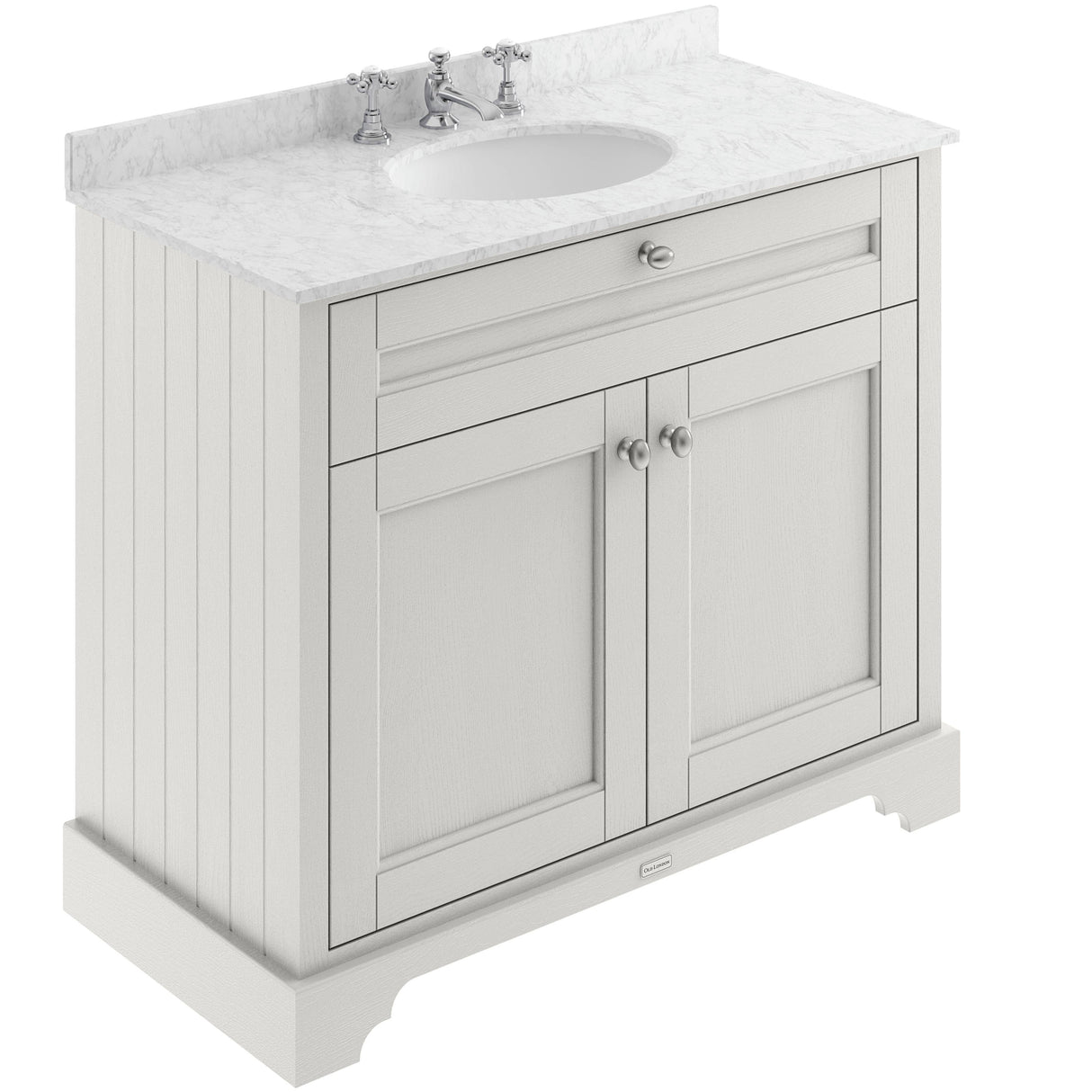 Old London 1000mm Freestanding Vanity Unit & Basin, Round Bowl, 2 Door Timeless Sand LOF481