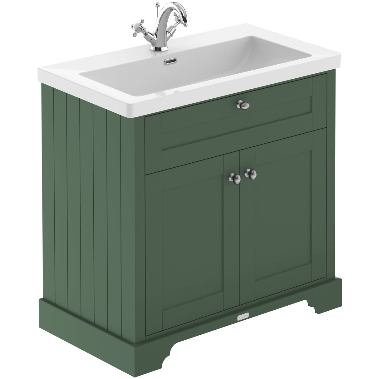 Old London 800mm Freestanding Vanity Unit & Basin, 2 Door Hunter Green LOF802