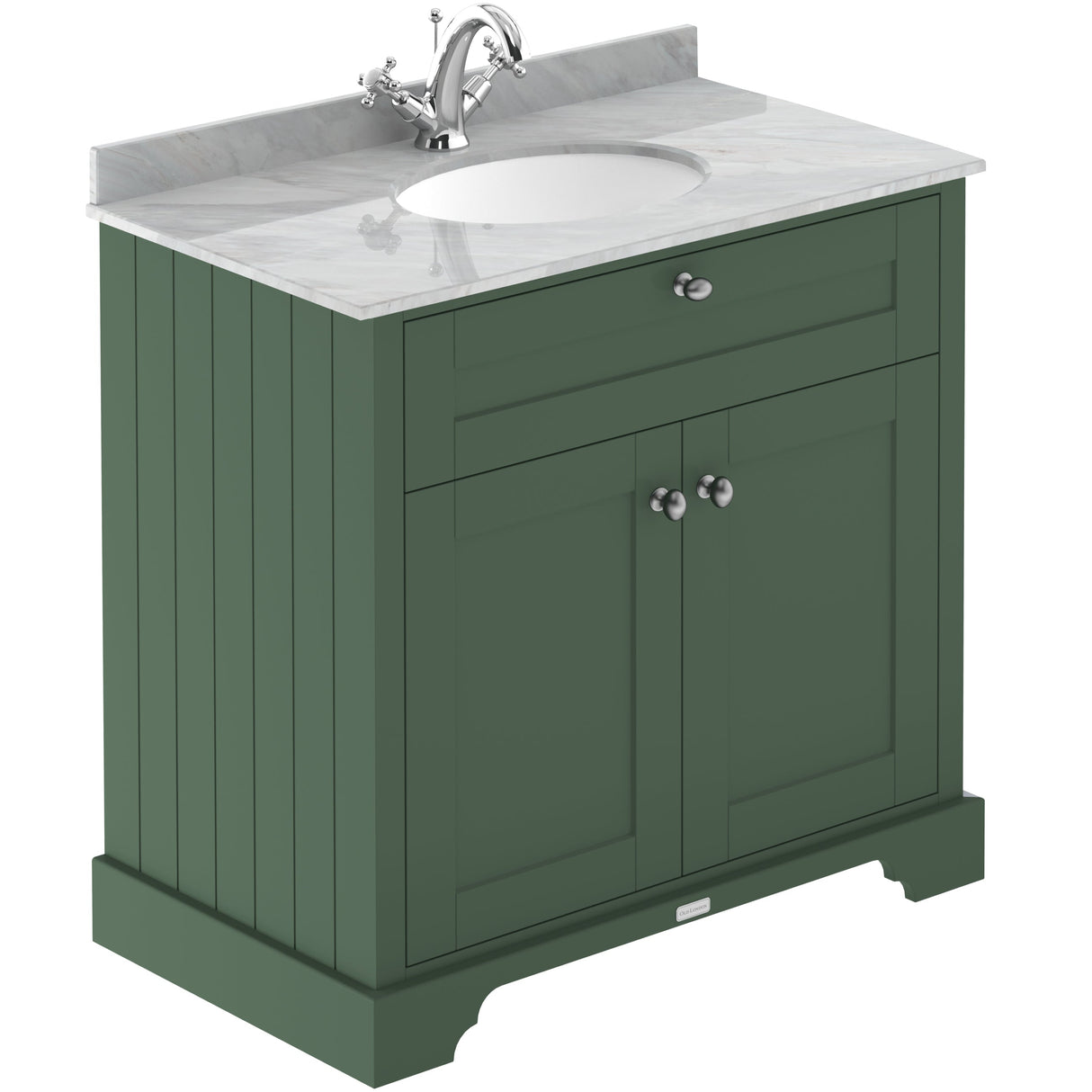 Old London 800mm Freestanding Vanity Unit & Basin, Round Bowl, 2 Door Hunter Green LOF829