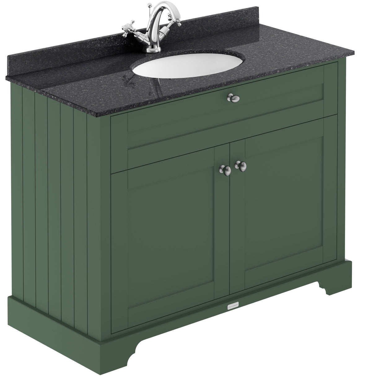 Old London 1000mm Freestanding Vanity Unit & Basin, Round Bowl, 2 Door Hunter Green LOF876