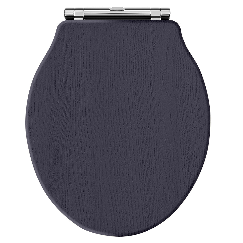Old London Chancery Soft Close Wooden Toilet Seat With Chrome Hinges, Top Fix Twilight Blue LOS398
