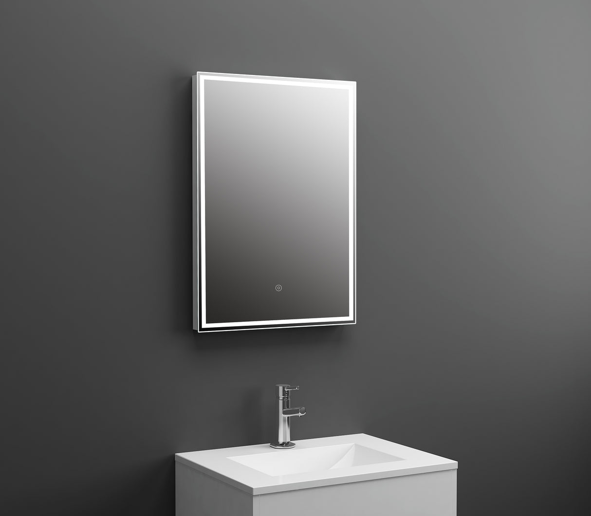 Nuie Lyra LED Touch Sensor Bathroom Mirror H700 x W500mm Silver LQ502 LS