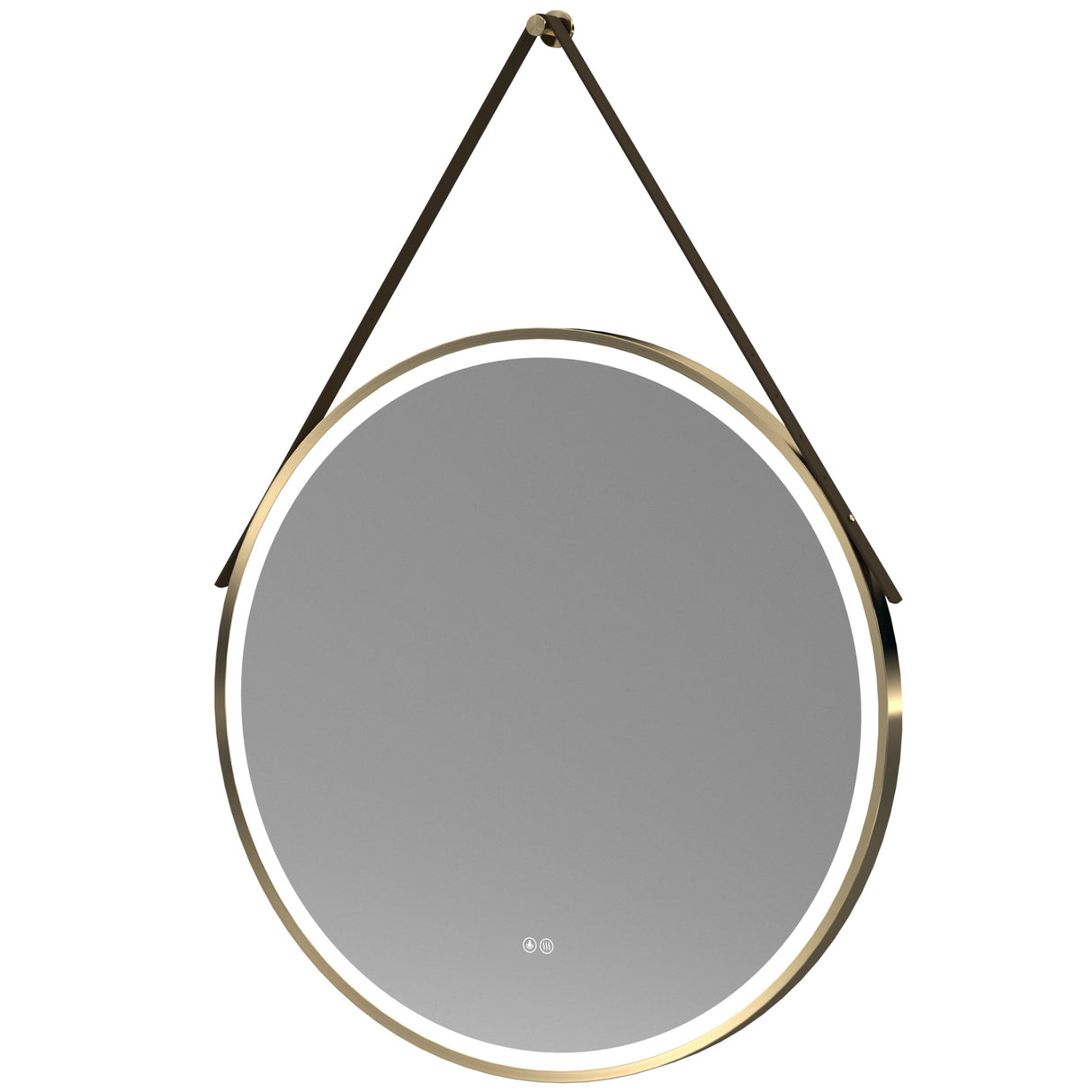 Nuie Salana Round LED Touch Sensor Framed Mirror With Strap H800 x W800mm Brushed Brass LQ722