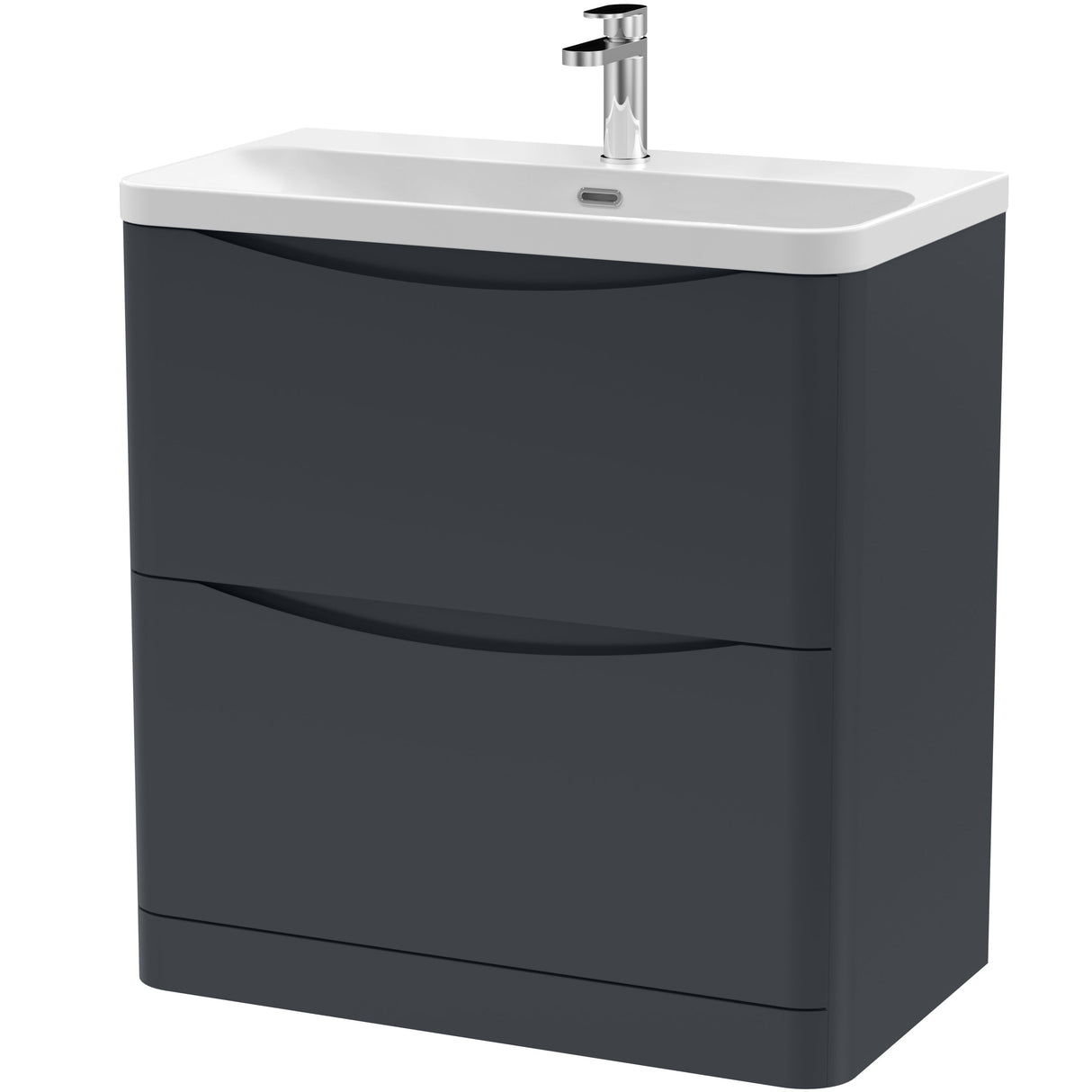 Nuie Lunar 800mm Freestanding 2 Drawer Vanity Unit & Basin Soft Black LUN1403B