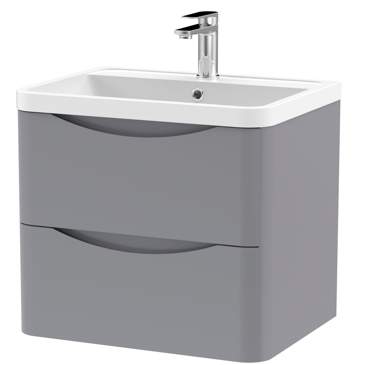 Nuie Lunar 600mm Wall Hung 2 Drawer Vanity Unit & Basin Satin Grey LUN202