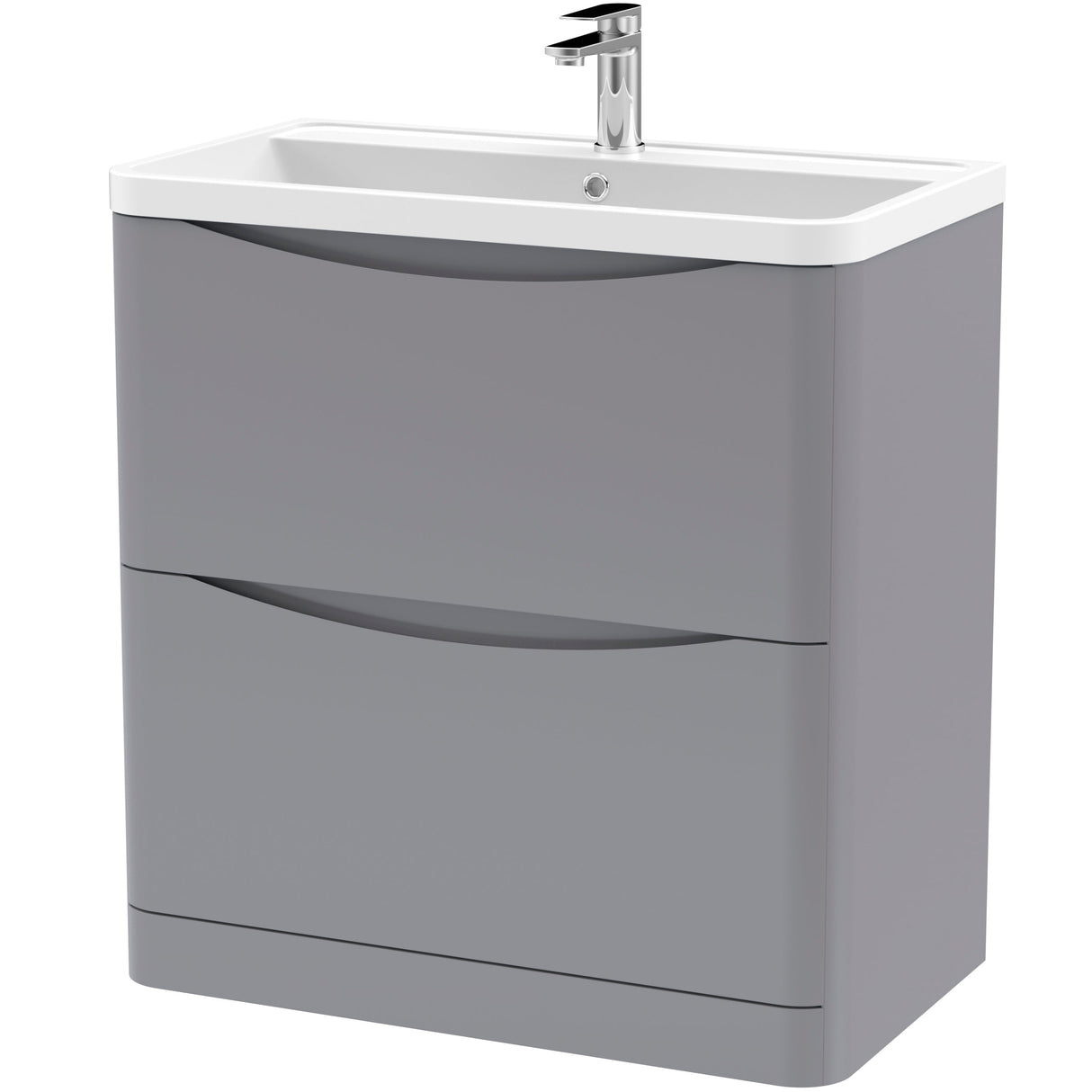 Nuie Lunar 800mm Freestanding 2 Drawer Vanity Unit & Basin Satin Grey LUN203