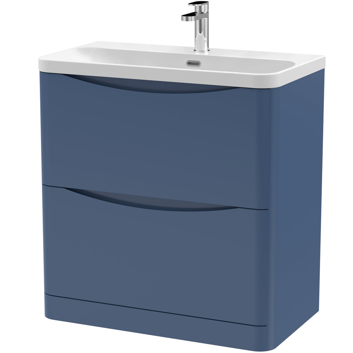 Nuie Lunar 800mm Freestanding 2 Drawer Vanity Unit & Basin Satin Blue LUN303B