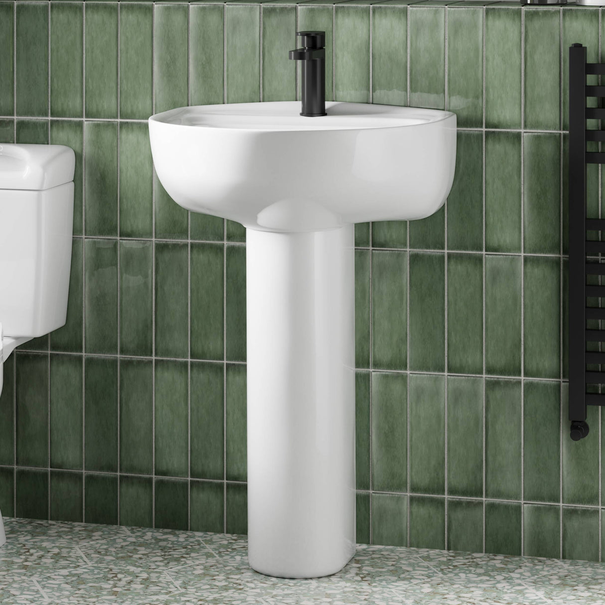Nuie Melbourne Basin & Full Pedestal 550mm wide - 1 Tap Hole CML002 LS1