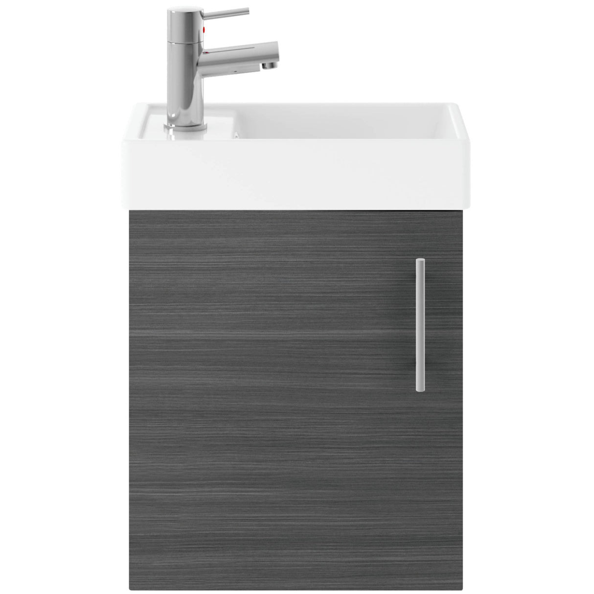 Nuie Vault 400mm Wall Hung 1 Door Vanity Unit & Basin Anthracite Woodgrain MIN009