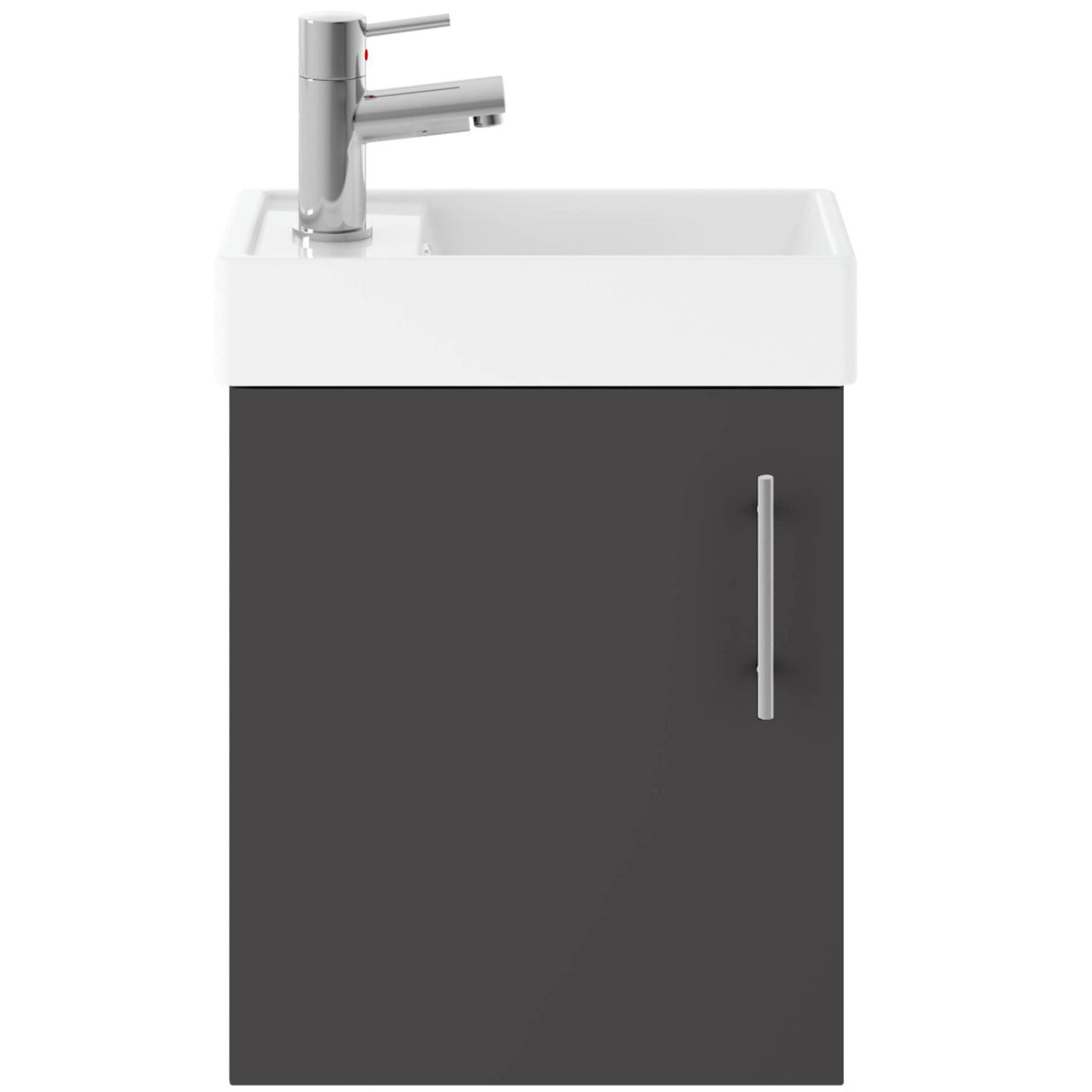 Nuie Vault 400mm Wall Hung 1 Door Vanity Unit & Basin Gloss Grey MIN013
